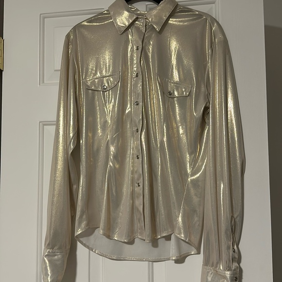 Panhandle Slim | Tops | Vintage Panhandle Slim Gold Lam Pearl Snap ...